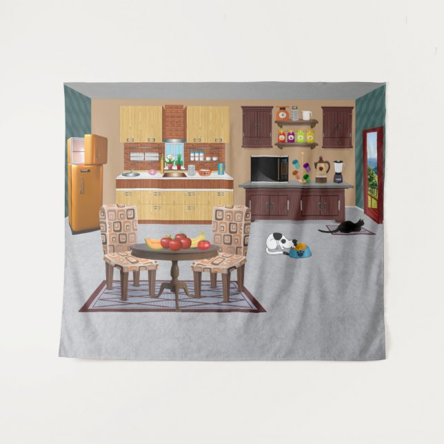 Meow-nificent Kitchen Tapestry (Front (Horizontal))