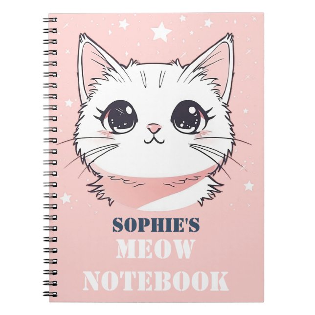 Meow Notebook with Cute Cat  (Front)