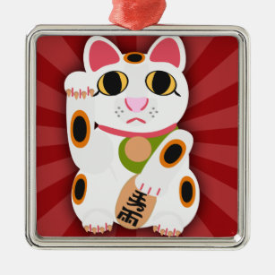 Meow Now Lucky Cat Character Fun Illustration Metal Ornament