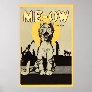 Meow One step vintage cute cat lovers feline Poster