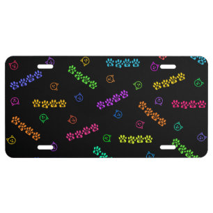 Meow Paw Prints License Plate