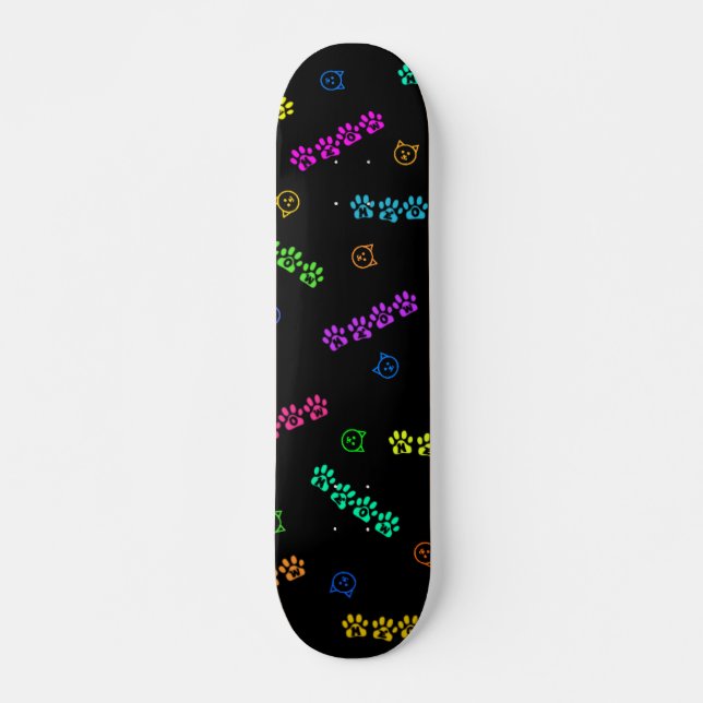 Meow Paw Prints Skateboard Deck (Front)