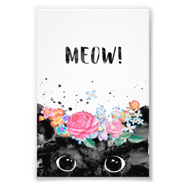 Meow Peeking Cat, Kitten Cat Lover Gift Idea Photo Print (Front)