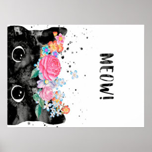 Meow Peeking Cat, Kitten Cat Lover Gift Idea Poster