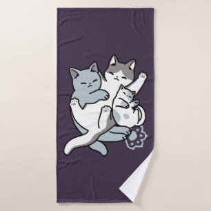 Meow Pounce Snuggle – Cute Sleeping Cats Bath Towel