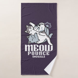 Meow Pounce Snuggle – Cute Sleeping Cats Bath Towel