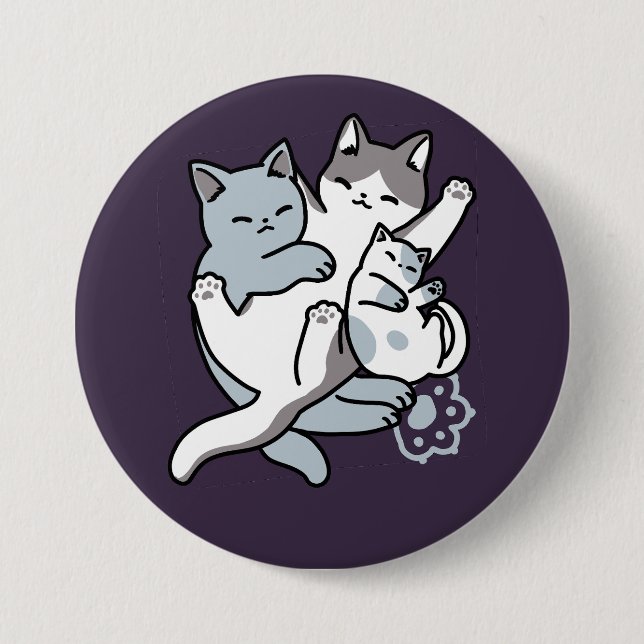 Meow Pounce Snuggle – Cute Sleeping Cats Button (Front)
