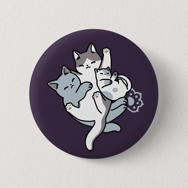 Meow Pounce Snuggle – Cute Sleeping Cats Button (Front)
