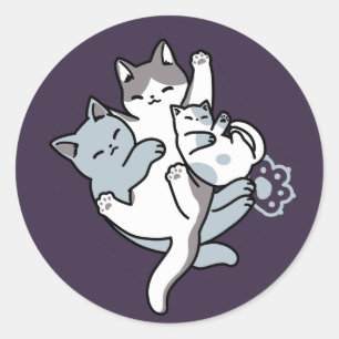 Meow Pounce Snuggle – Cute Sleeping Cats Classic Round Sticker