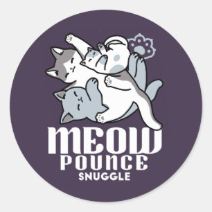 Meow Pounce Snuggle – Cute Sleeping Cats Classic Round Sticker