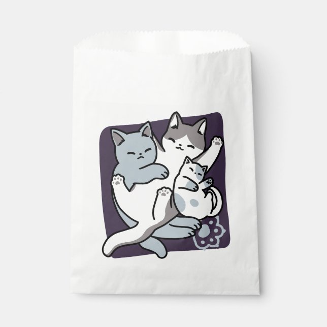 Meow Pounce Snuggle – Cute Sleeping Cats Favor Bag (Front)