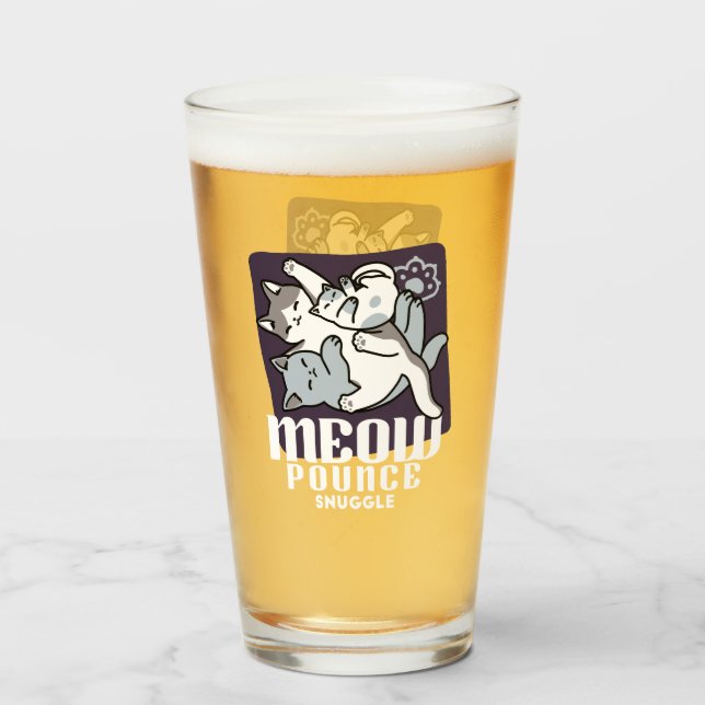 Meow Pounce Snuggle – Cute Sleeping Cats Glass (Front Filled)