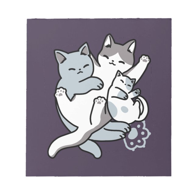 Meow Pounce Snuggle – Cute Sleeping Cats Notepad (Front)