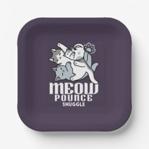 Meow Pounce Snuggle – Cute Sleeping Cats Paper Plates