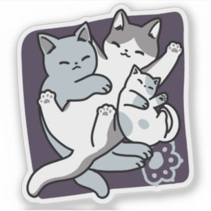 Meow Pounce Snuggle – Cute Sleeping Cats Sticker