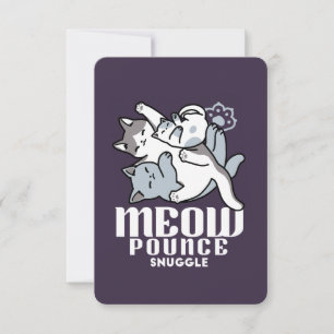 Meow Pounce Snuggle – Cute Sleeping Cats Thank You Card