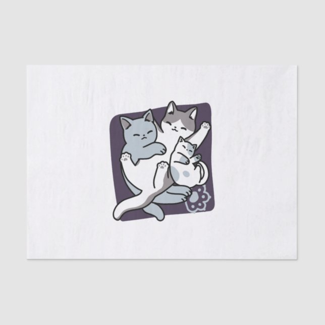 Meow Pounce Snuggle – Cute Sleeping Cats Tissue Paper (Front)