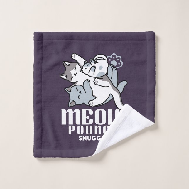 Meow Pounce Snuggle – Cute Sleeping Cats Wash Cloth (Wash Cloth)