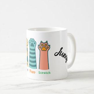 Meow Purr Scratch – Cute Funny Cat Paw Mug 