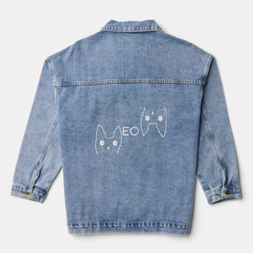 meow reversed cat face   sarcastic quote saying fo denim jacket