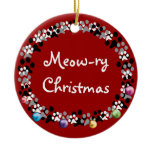 Meow-ry Christmas Ceramic Ornament