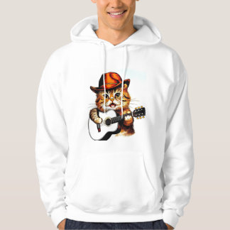Meow-sic Star: Funny Singing Cat Hooded Sweatshirt