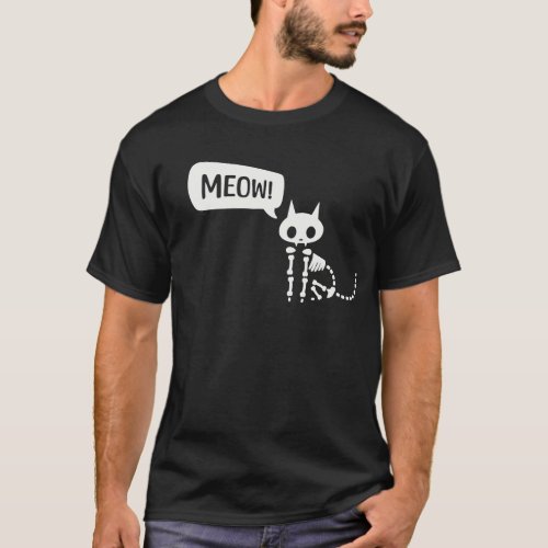 Meow Skeleton cat T_Shirt