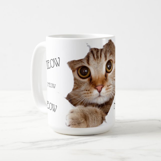 Meow Smell Nip Funny Cat Photo Coffee Mug (Front Left)
