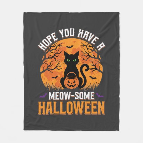 Meow-Some Halloween Black Cat Fleece Blanket