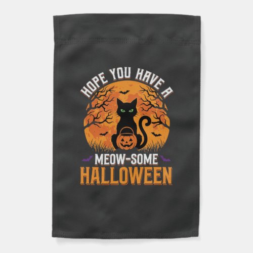 Meow-Some Halloween Black Cat Garden Flag