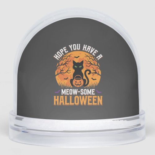 Meow-Some Halloween Black Cat Snow Globe