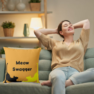 Meow Swagger Animal Pet Cat Elegant Cute Cool Paw Throw Pillow