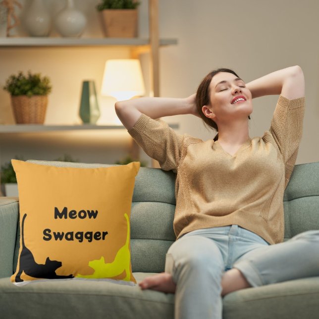 Meow Swagger Animal Pet Cat Elegant Cute Cool Paw Throw Pillow (Creator Uploaded)