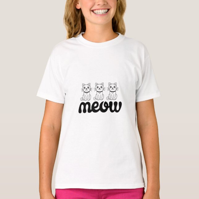 Meow T-Shirt - Cute Cat Design (Front)