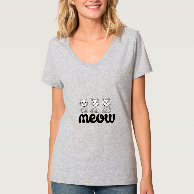Meow T-Shirt - Cute Cat Design (Front)