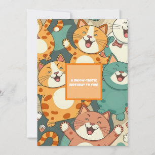 Meow-tastic Birthday Greeting Card with Happy Cats
