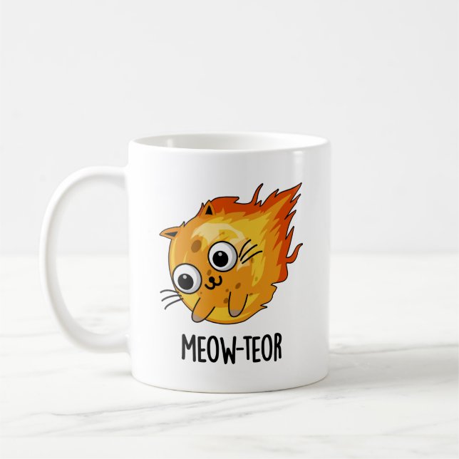 Meow-teor Funny Meteor Pun  Coffee Mug (Left)