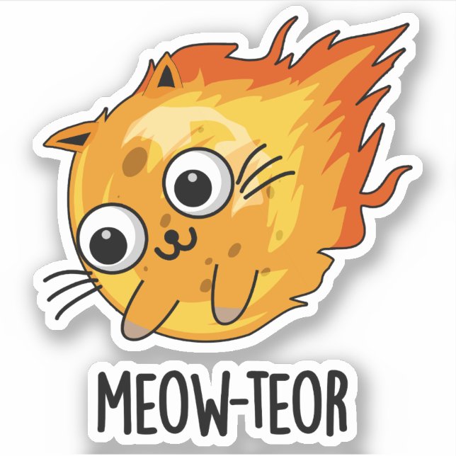 Meow-teor Funny Meteor Pun  Sticker (Front)