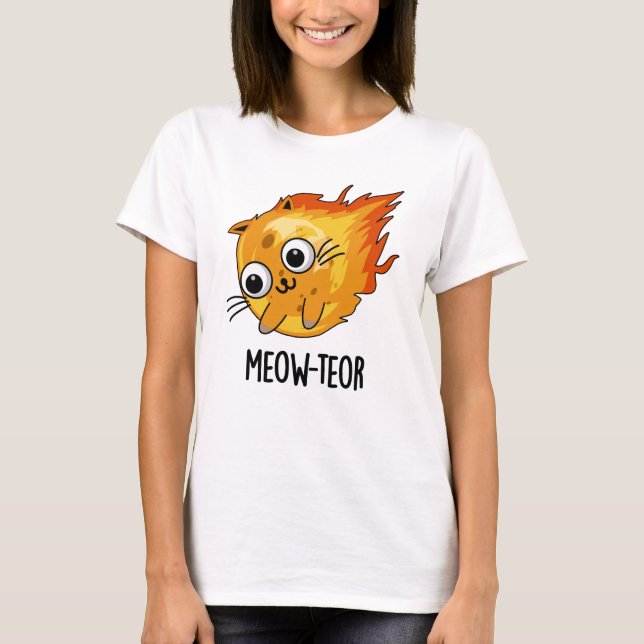 Meow-teor Funny Meteor Pun  T-Shirt (Front)