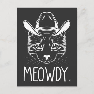 Meow Texas Cat Meme Cowboy Howdy Western Country Postcard