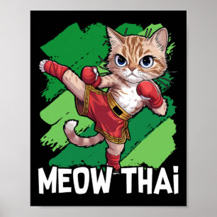 Meow Thai Funny Muay Thai Boxing Cat Martial Arts Poster