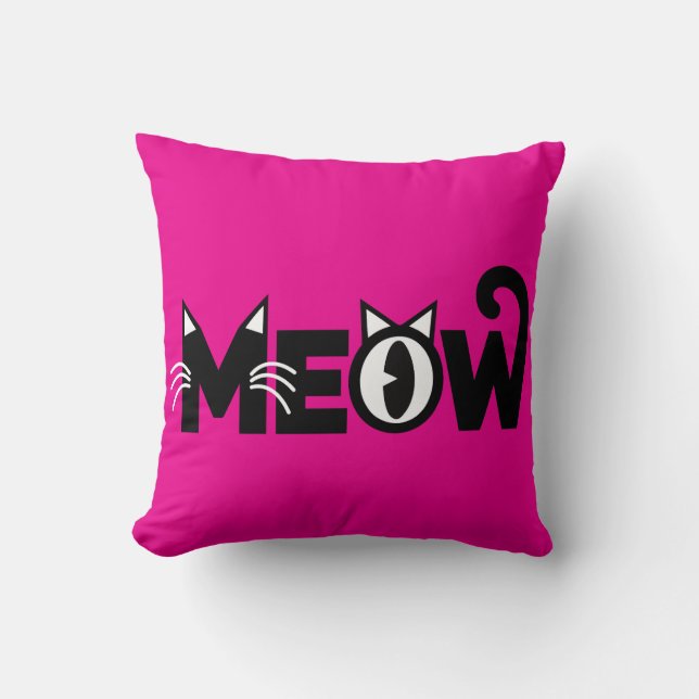 Meow Throw Pillow (Front)