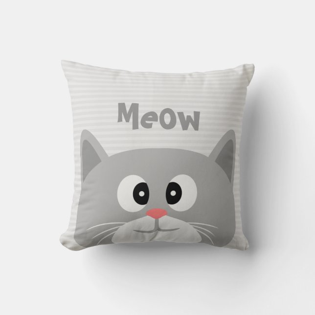 Meow Throw Pillow (Front)