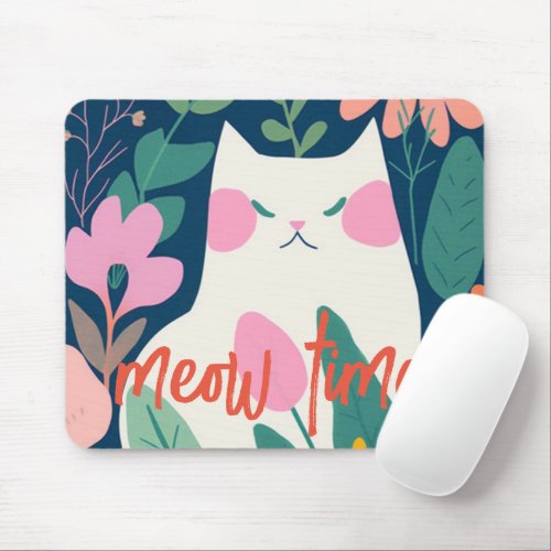 Meow Time Cat Lover Mouse Pad for Special Days