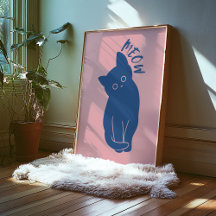 Meow | Trendy Wall Art | Minimalist Retro Poster