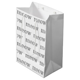meow typography cat modern pet paws fun medium gift bag