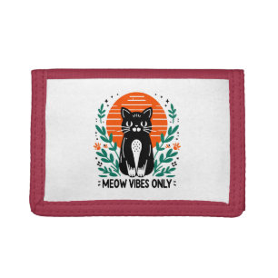 meow vibes only tri-fold wallet
