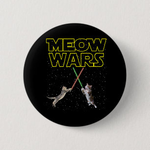 Meow Wars Cat Shirt Funny Gifts For Cats Lovers S  Button
