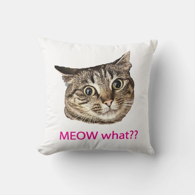 MEOW what?? throw pillow (Front)