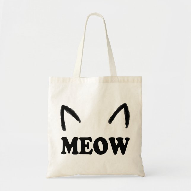 Meow With Cat Ears Tote Bag (Front)